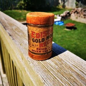 Antique Thomas Edison Gold Moulded Records Cardboard Container